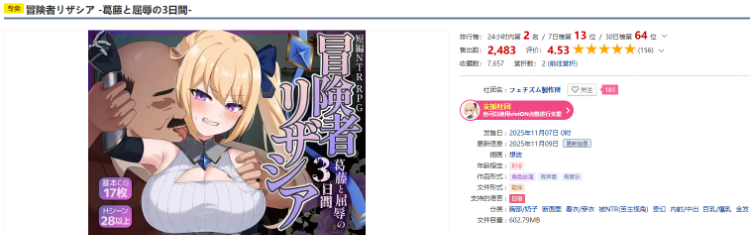 【日式RPG】冒険者リザシア -葛藤と屈辱の3日間- AI汉化版[新作]