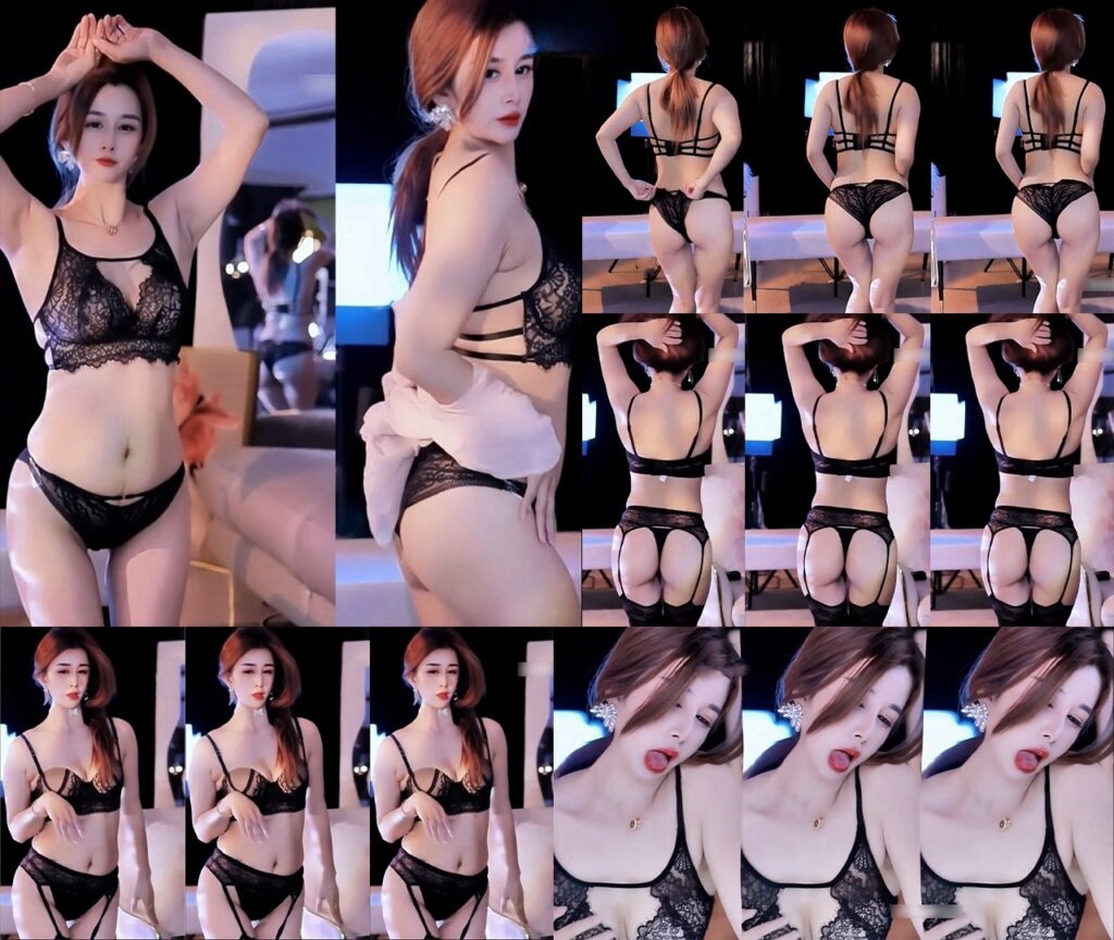 【CC 沐妍】土豪大尺定制热舞 情趣内衣套装 丁字吊带黑丝！【3V】【1.51G】 预览图 3