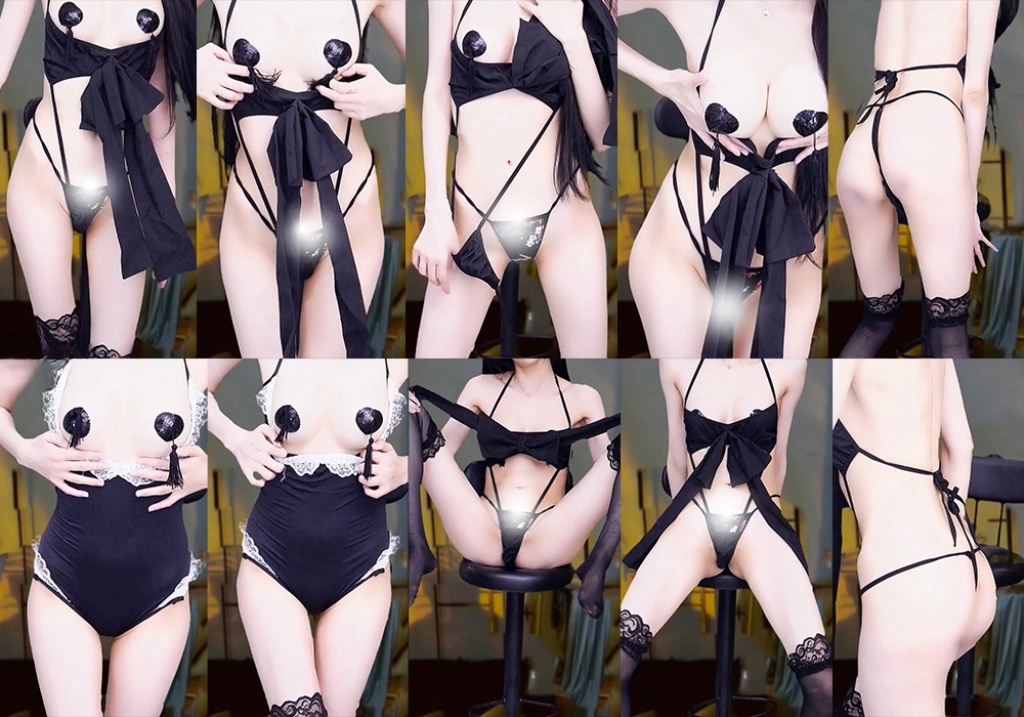 【CC 白妖妖】千元大尺定制热舞 丁字紧勒 黑色乳贴白皙美乳抖抖抖！【2V】【449M】 预览图 2