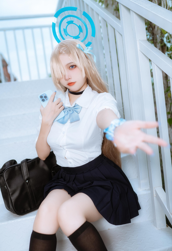 二佐Nisa NO.210 蔚蓝档案 一之濑明日奈 JK制服 【23P265M】-福利岛