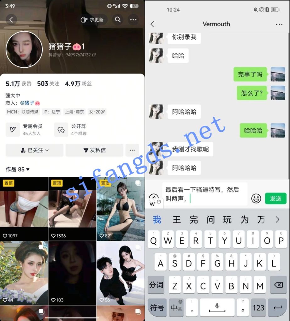 【抖音】猪猪子 老擦边主播 一对一视频 漏点【4V】【312M】 预览图 5