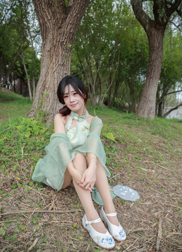 丝恋摄影 小梦 古风青色轻纱汉服 小布鞋裸足 【276P1V5.5G】 预览图 3