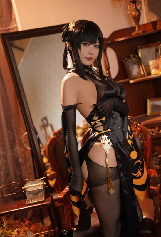 无影喵喵Ghost（影子喵Ghost） – 碧蓝航线 镇海 黑旗袍【131P 4V 3.7GB】