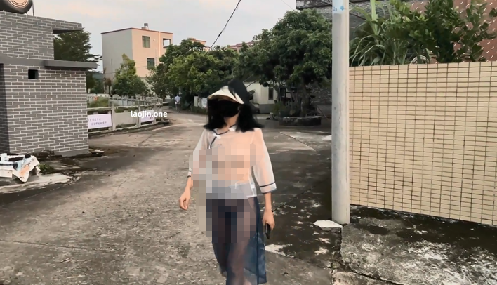 人气露出女神，【cikaimoon】，薄纱全透明，户外乡下乱逛，从白天到黑夜，闲逛青花瓷古镇好刺激！【2v】 预览图 1
