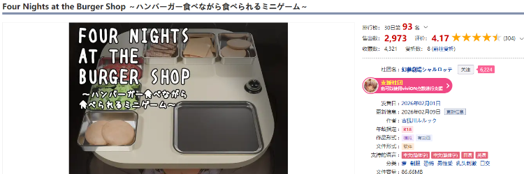 【互动SLG】Four Nights at the Burger Shop ～ハンバーガー食べながら食べられるミニゲーム～DL官方中文版[0303]