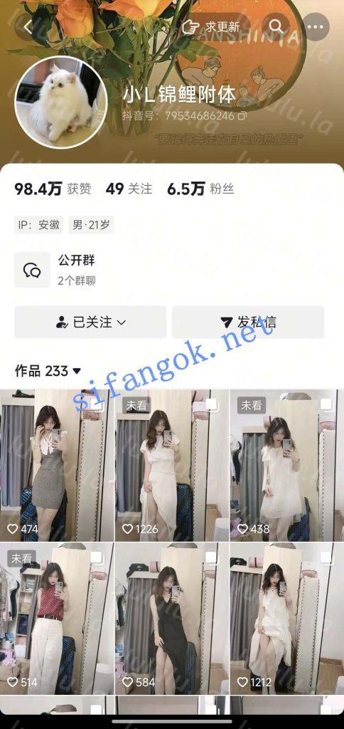 抖音 小L锦鲤附体-2 穿搭博主大长腿 露脸露点 弹力插B等21V【21V】【982M】