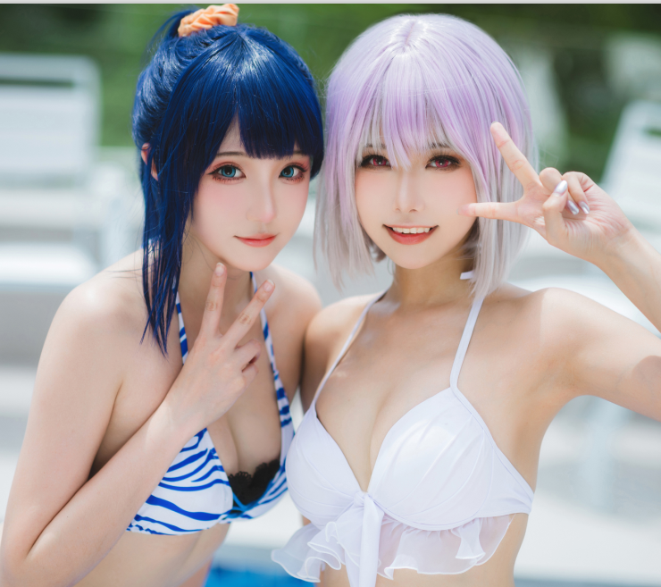 cos-Momoko葵葵 &amp;瓜希酱-SSSS.GRIDMAN 宝多六花&amp;新条茜 泳装（85P,472M）