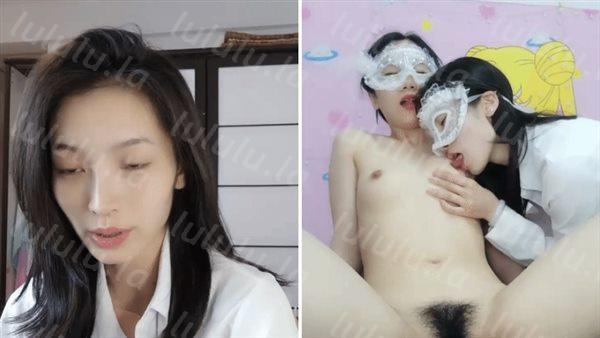 甜美气质牙套妹和闺蜜女同大秀，毛毛非常浓密特写掰穴，叠在一起露逼互相舔弄，自摸揉搓阴蒂搞得很湿-福利岛