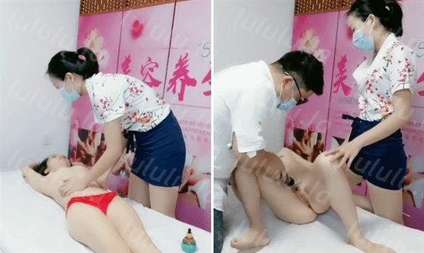 剧情演绎女技师全身按摩客户发骚，老板拿着大黑牛怼上去，按摩床上双飞对白全套，扶着小腰后入上位骑乘猛操-福利岛