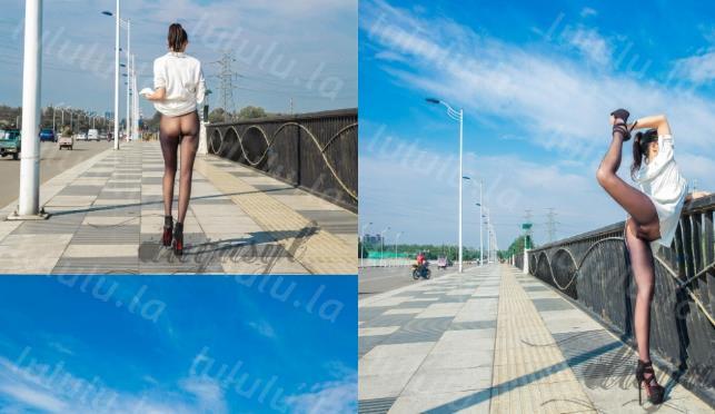 AISS爱丝钻石VIP享有人来人往户外大街露点拍摄高挑美女模特被电动三轮车大叔回头看了-聚合福利