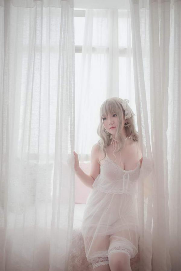 Yoko宅夏–白色丝质连衣裙[26P]-福利好好看
