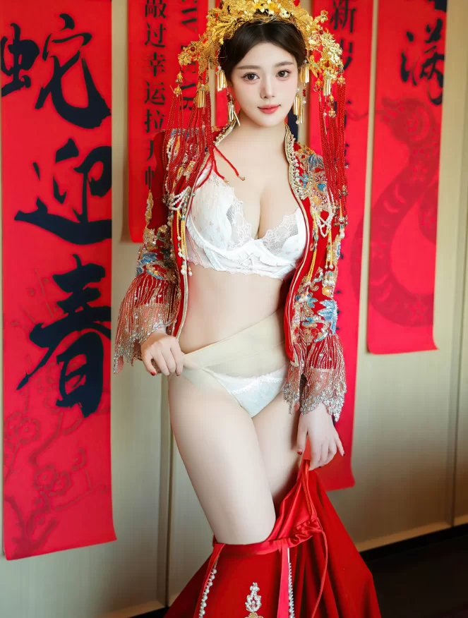 [转载搬运] 秀人网 蛋蛋宝 新婚秀禾服 白色蕾丝内衣双喜乳贴 [80P+943M][百度盘]-福利岛