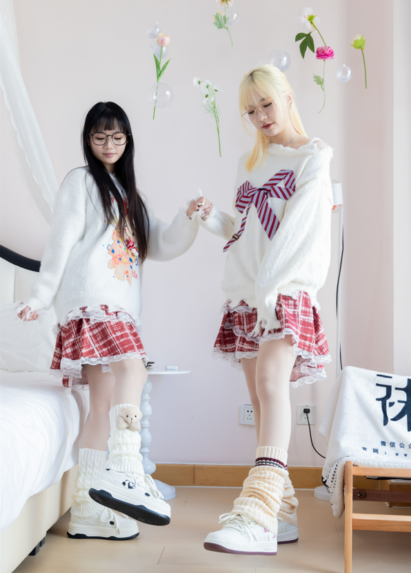 袜啵啵 - 小甜豆甜甜圈 - 油亮肉丝 堆堆袜套 白棉袜 【172P1V1.8G】