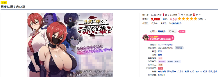 【日式RPG】月夜に輝く赤い華 AI汉化版[新作]