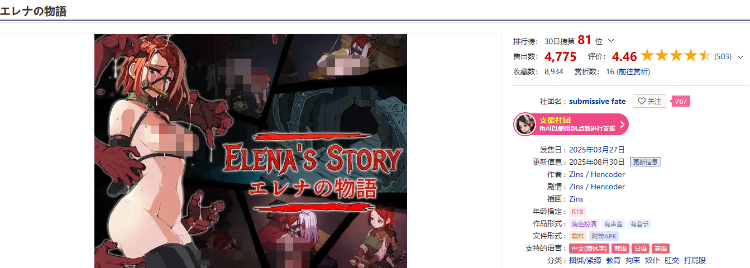 【日式SLG】エレナの物語 Ver1.5 DL官方中文版