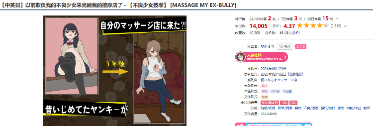 【互动SLG】以前欺负我的不良少女来光顾我的按摩店了～[不良少女按摩] Ver1.18 DL官方中文修复版