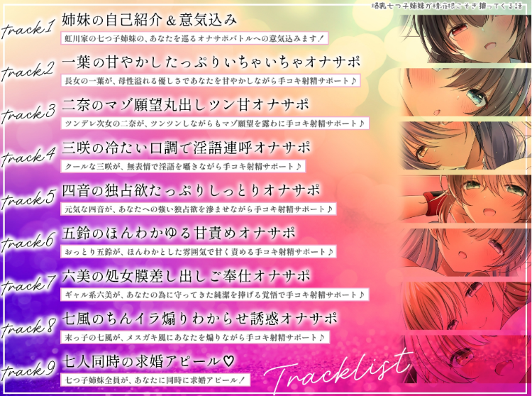 【ASMR】[繁体中文版]爆乳七つ子姉妹が精液根こそぎ搾ってくる話～お婿さん争奪オナサポバトル～
