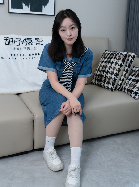 甜予摄影 - 小葵 - 牛仔裙白棉袜、薄肉丝 【130P1V1.8G】