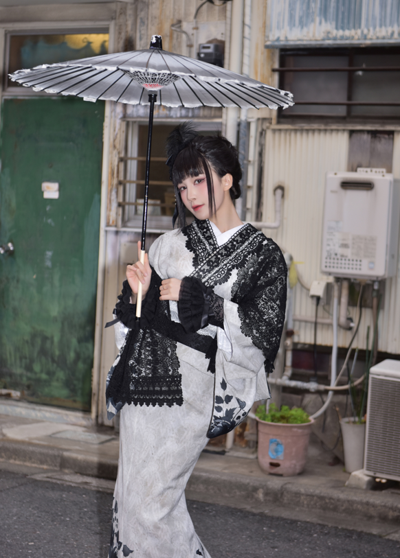 水淼Aqua - 黑色蕾丝和服 【70P 100MB】