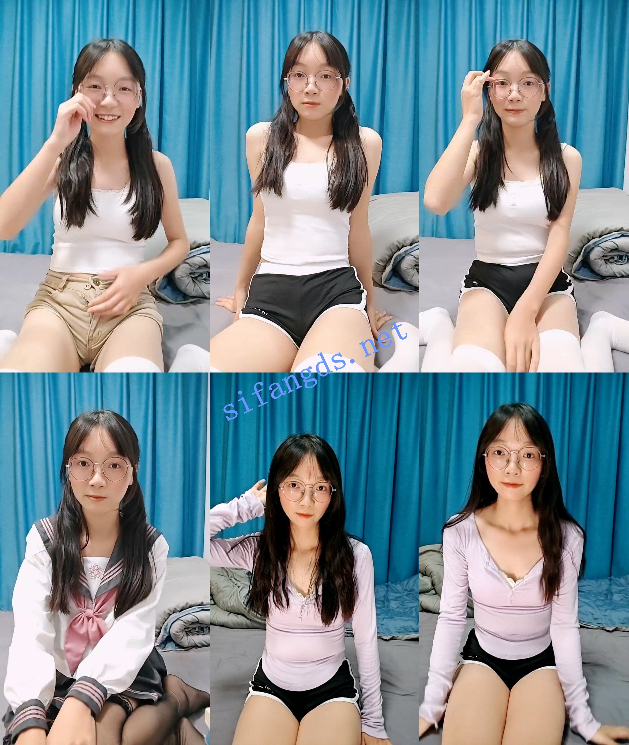 ☑️眼镜大学生！超级反差~【兔奶】大屁股~丝袜~扣穴自慰~ 预览图 1