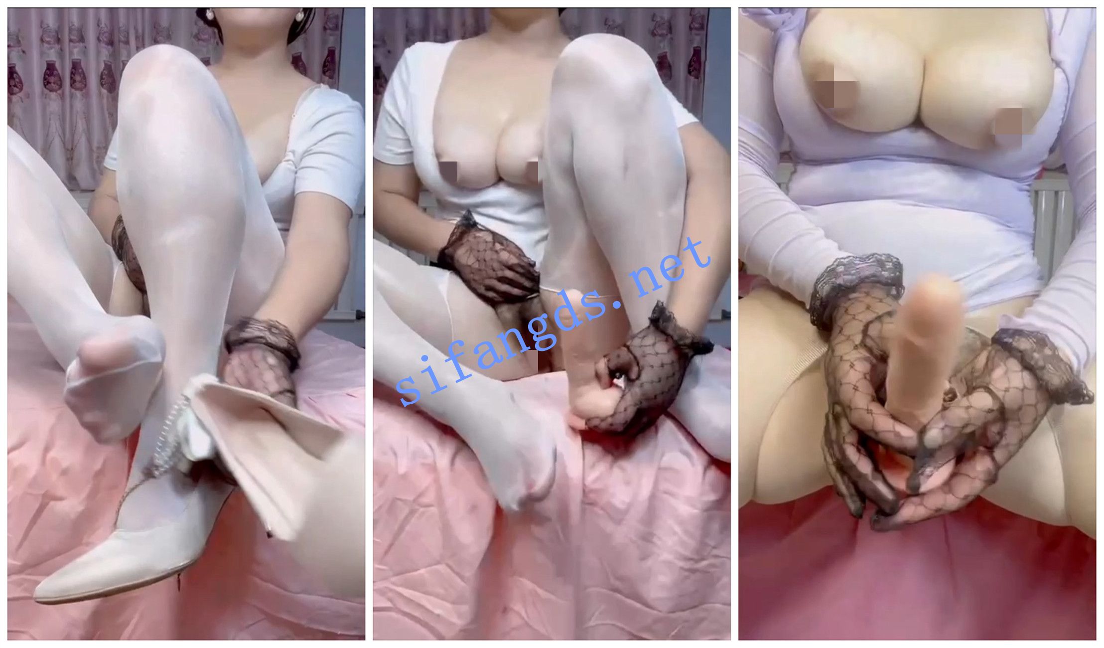 【快手福利】白皙大奶妹子开档丝袜道具【伊伊染宝】 预览图 2