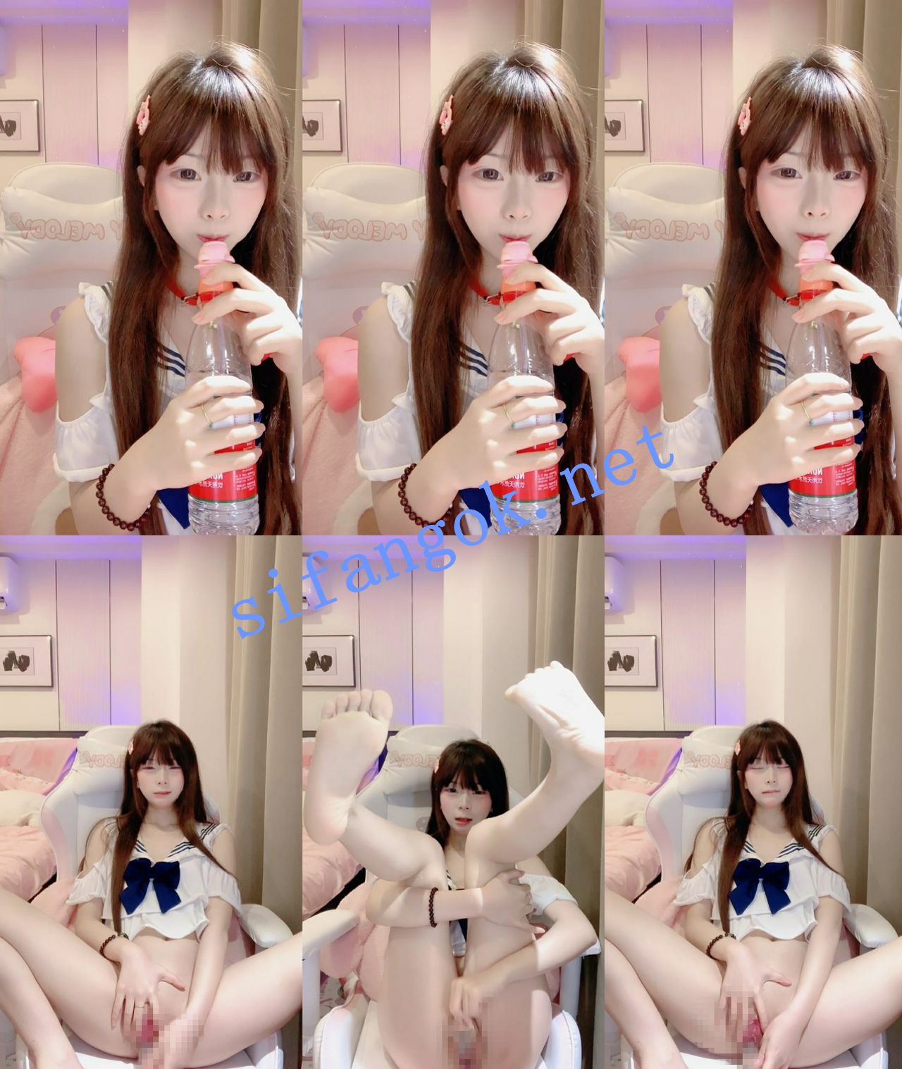 重磅~人气学妹推荐~【呆呆萝】SM调教拴狗链暴力撕袜干出血~